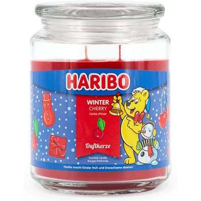 Haribo grande bougie parfumée de Noël en verre cerise d'hiver Winter Cherry 510 g