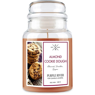 Grote soja geurkaars in glas amandel koekjes Almond Cookie Dough Purple River 623 gr