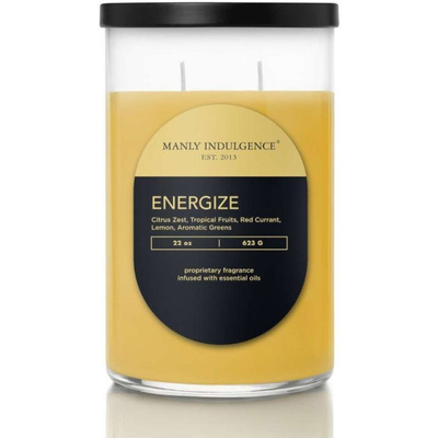 Grande bougie parfumée au soja Colonial Candle Manly Indulgence 623 g en verre avec couvercle - Parfum Homme Energize