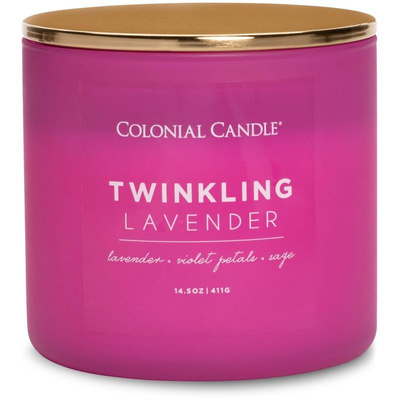 Colonial Candle Pop Of Color candela di soia profumata in vetro 3 stoppini 14.5 oz 411 g - Twinkling Lavender