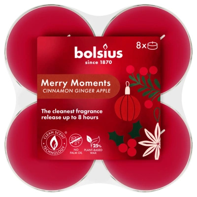 Bolsius merry Moments maxi polycarbonaat geurende theelichtjes 8 stuks appel en kaneel