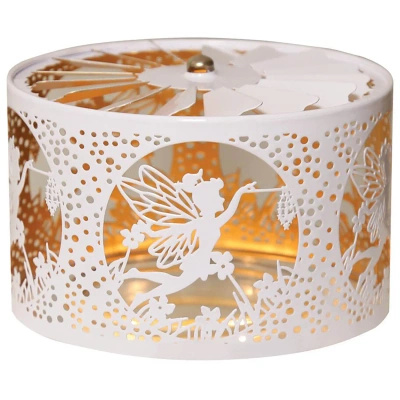 Besisukanti metalinė fėjų žvakidė Fairy White And Gold Woodbridge