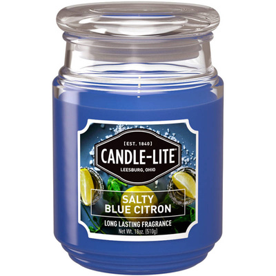 Grande bougie parfumée bleue en verre Salty Blue Citron Candle-lite 510 g