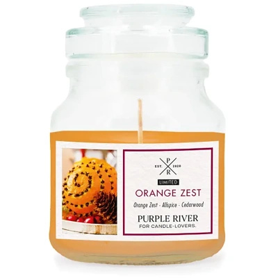 Orange Zest Purple River Bougie parfumée en verre à l'orange et à la cannelle 113 g