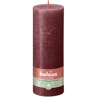 Bolsius bougeoir rustique en forme de tronc Rustic Shine 190/68 mm 19 cm - Rouge velours