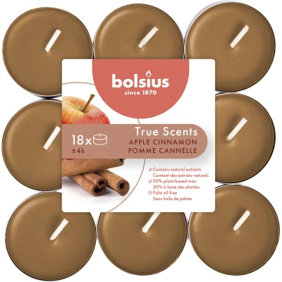 Bolsius True Scents tealight profumati 18 pezzi - Mela e cannella Apple & Cinnamon