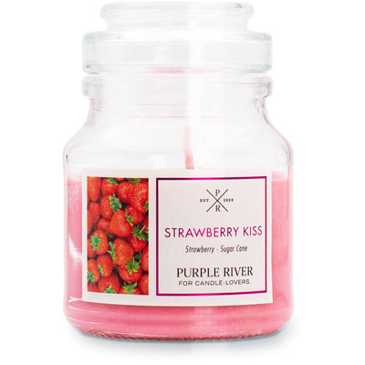 Truskawkowa sojowa świeca zapachowa w szkle Strawberry Kiss Purple River 113 g