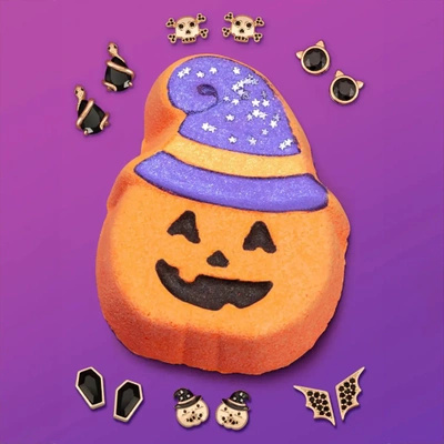 Badebombe mit Schmuck Ohrringe Pumpkin Witch Hat Charmed Aroma