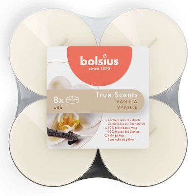 Bolsius True Scents Vanilla kvapų šildytuvai maxi polikarbonatiniai 6 cm kreminiai 8 vnt. - Vanilė