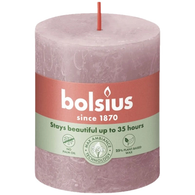 Bolsius kaimiškas bagažinės žvakių postas Rustic Shine 80/68 mm - Pelenų pudros rožė