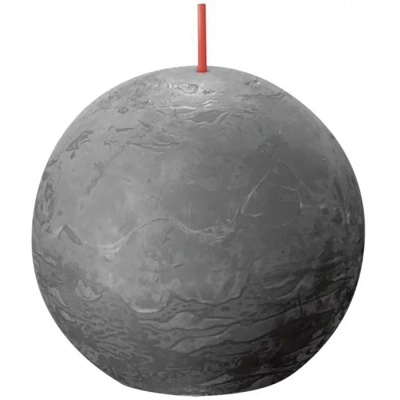 Candela a sfera rustica grigia Bolsius Rustic Shine 76 mm - Grigio tempesta