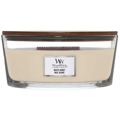 Woodwick Ellipse "Core Heartwick" didelė kvapioji žvakė su mediniu dagčiu cherry 16 oz 453,6 g - White Honey