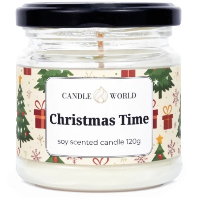 Candle World šventinis sojų kvapo žvakių indelis Christmas Time 120 g