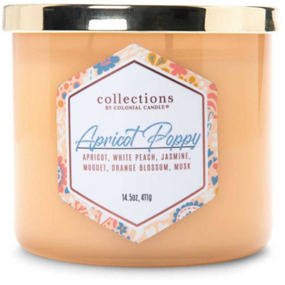 Colonial Candle Mother's Day geurkaars sojaboon in glas 3 wieken 14.5 oz 411 g - Apricot Poppy