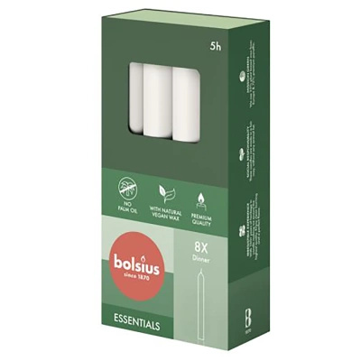 Bolsius oparfymerad spik bordsljus traditionell 8 st 170/20 mm - Frost White Cloudy White