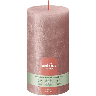 Bolsius Rustic Shimmer trunk solid candle rustic metallized unscented 13 cm 130/68 mm - Pink Pink