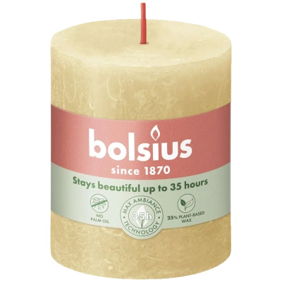 Bolsius rustic trunk candle post Rustic Shine 80/68 mm - Oat Beige