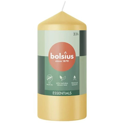 Bolsius solid stem pillar unscented candle 120/58 mm Essentials - Oat Beige Oat Beige