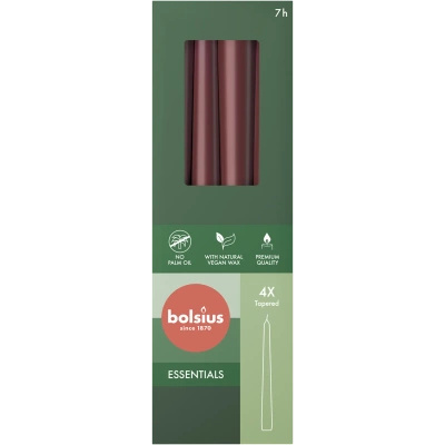 Bolsius candela da tavolo a punta tradizionale non profumata 4 pezzi 245/24 mm - Rosso Velluto