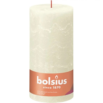 Bolsius Rustic XXL Shine unscented solid pillar candle 200/100 mm 20 cm - Soft Pearl