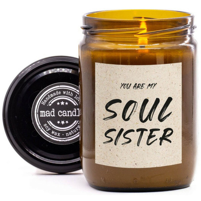 Bougie cadeau soja parfumé Mad Candle 360 g - Tu Es Ma Sœur You Are My Soul Sister