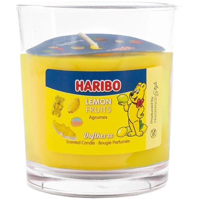 Vonná svíčka ve skle citronové bonbóny Haribo Lemon Fruits 135 g