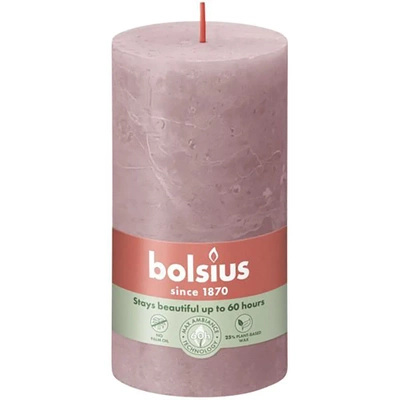 Bolsius rustikální kmenový svíčkový sloupek Rustic Shine 130/68 mm 13 cm - Powder Ash Rose