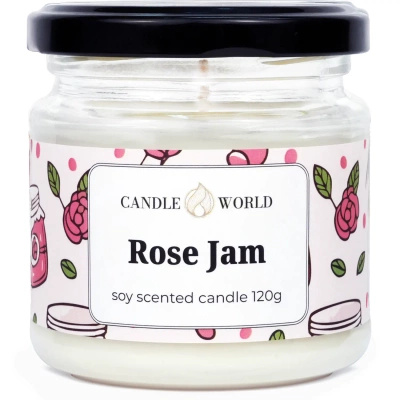 Candle World candela di soia profumata barattolo Rose Jam 120 g Rosa