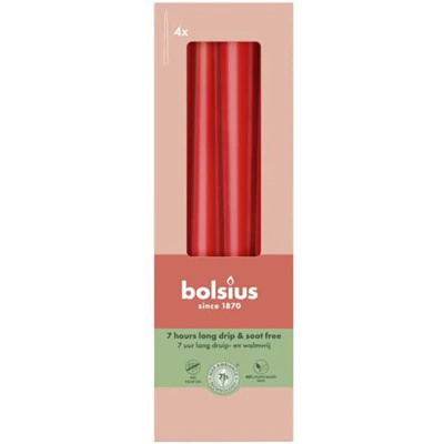 Bolsius candela da tavolo a punta tradizionale non profumata 4 pezzi 245/24 mm - Rosso delicato