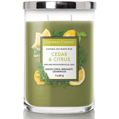 Soja geurkaars met essentiële oliën Cedar Citrus Colonial Candle