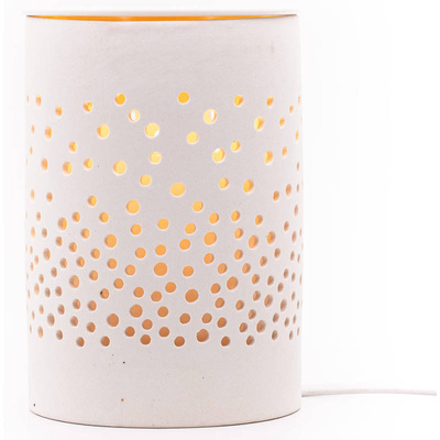 Bruciatore per cera profumata elettrico ceramica bianco lampada notturna illuminazione aggiuntiva Dots Candle Brothers