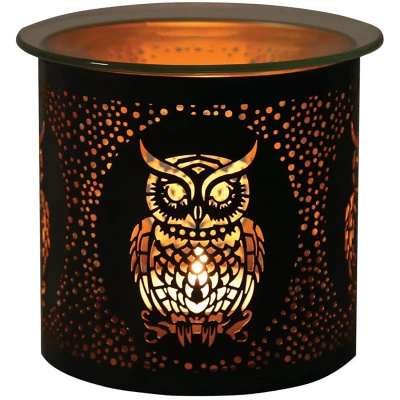 Metall-Duftkamin für Ölwachs und Kerzenhalter 2in1 Owl Black And Gold Woodbridge