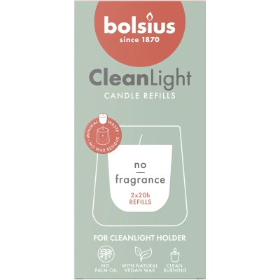 Bolsius 2 vnt. bekvapių žvakių komplektas CleanLight
