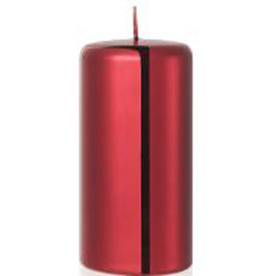 Red metallised decorative pillar candle 150/70 mm FEM Candles