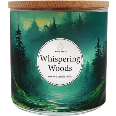 Candle World sojowa świeca zapachowa leśna 3 knoty Whispering Woods 460 g