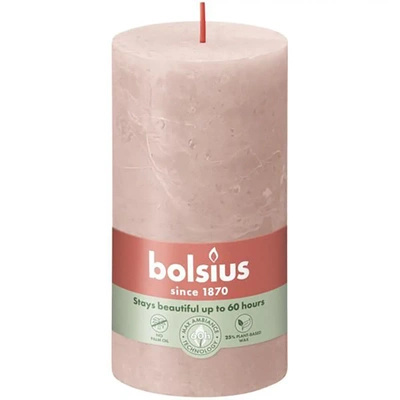 Bolsius rustic trunk candle post Rustic Shine 130/68 mm 13 cm - Misty Pink Misty Pink