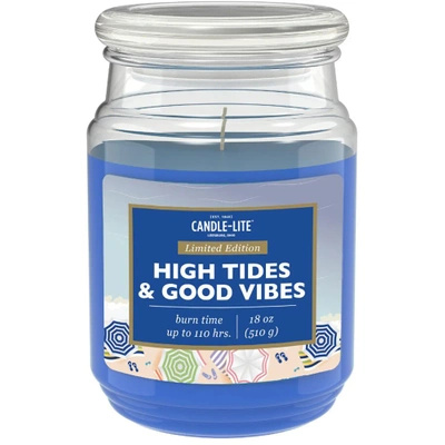 Grande bougie parfumée marine en verre High Tides Good Vibes Candle-lite 510 g