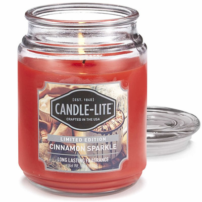 Candela natalizia grande profumata alla cannella in vetro Cinnamon Sparkle Candle-lite 510 g