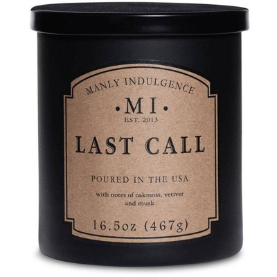 Bougie parfumée au soja pour homme en verre noir avec couvercle Last Call Colonial Candle 467 g