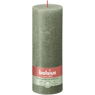 Bolsius rustic trunk candle post Rustic Shine 190/68 mm 19 cm - Fresh Olive Green