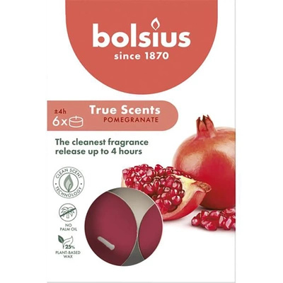 Bolsius True Scents kvepiantys arbatžolių laikikliai 6 vnt. - Granatas