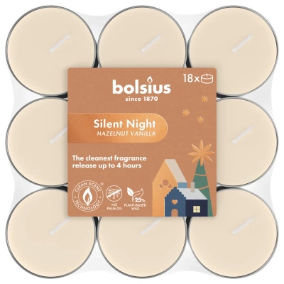 Bolsius bougies chauffe-plat parfumées Silent Night 18 pcs noisette et vanille