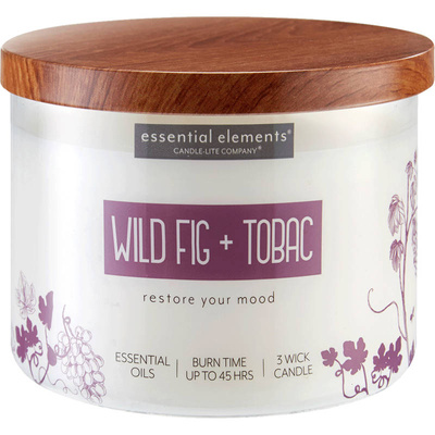 Grande bougie d'aromathérapie parfumée au soja en verre avec trois mèches Wild Fig Tobac Candle-lite 418 g