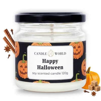 Candle World sojová vonná svíčka sklenice Happy Halloween 120 g Dýně