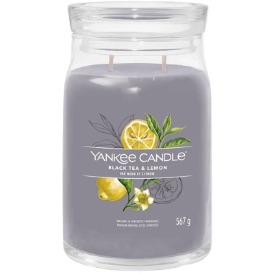 Yankee Candle velká vonná svíčka ve skleněné dóze 567 g - Černý čaj a citron