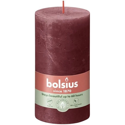 Bolsius solid trunk candle rustic post Rustic Shine 130/68 mm 13 cm - Velvet Red Velvet Red