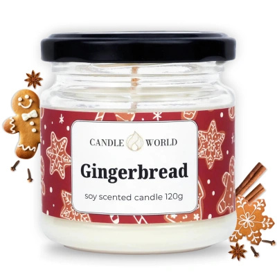 Candle World candela profumata natalizia di soia barattolo Gingerbread 120 g