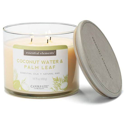 Ароматическая свеча натуральная с тремя фитилями кокос - Coconut Water Palm Leaf Candle-lite