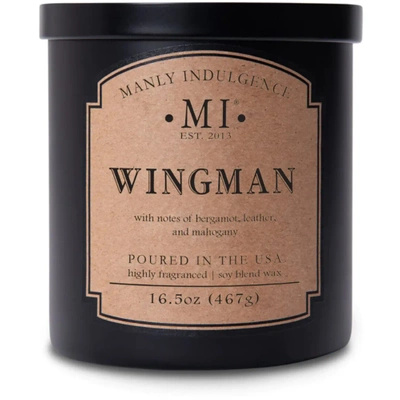 Candela profumata di soia da uomo in vetro nero mogano bergamotto Wingman Colonial Candle 467 g