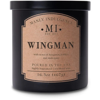 Sojowa świeca zapachowa dla mężczyzn w czarnym szkle mahoń bergamotka Wingman Colonial Candle 467 g